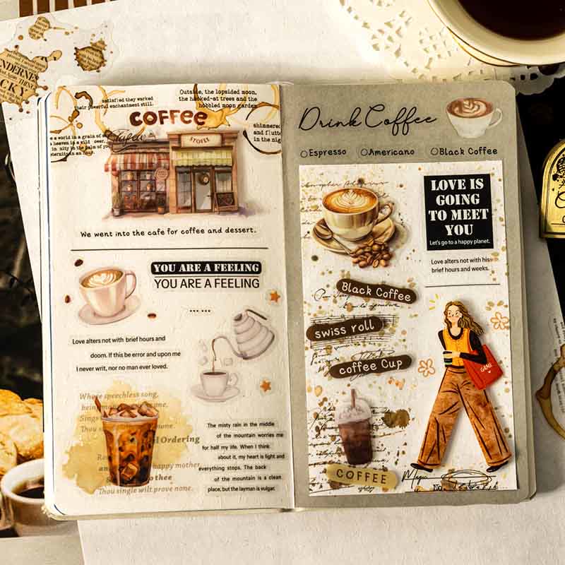 Coffee Trail Series PET Stickers For Decorative Journaling Crafts