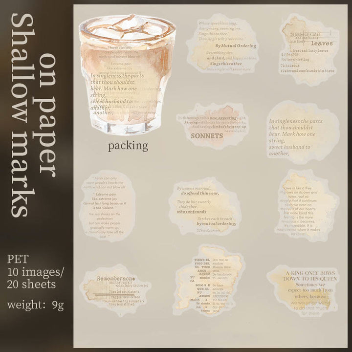 Coffee Trail Series PET Stickers For Decorative Journaling Crafts