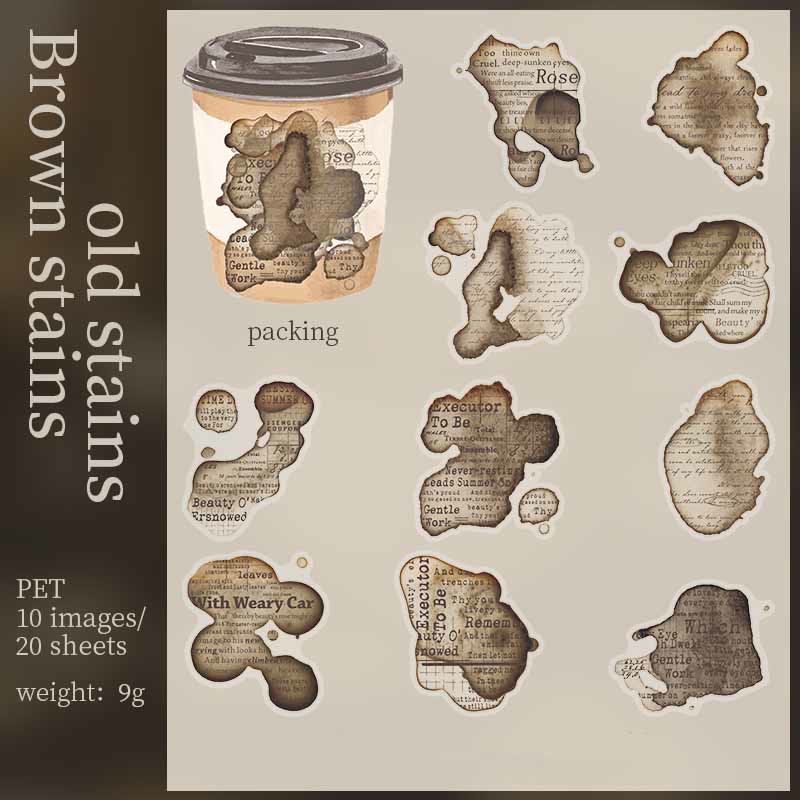 Coffee Trail Series PET Stickers For Decorative Journaling Crafts