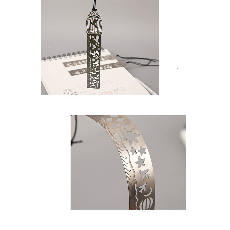 Multifunctional Metal Ruler Creative Painting Stencil Bookmark For Stationery