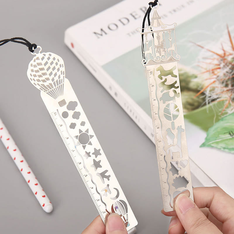 Multifunctional Metal Ruler Creative Painting Stencil Bookmark For Stationery