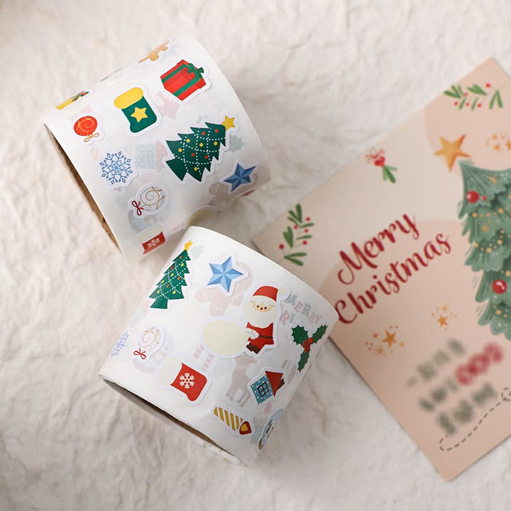 Christmas Cartoon Theme Small Sticker Roll Special-shaped Sealing Sticker