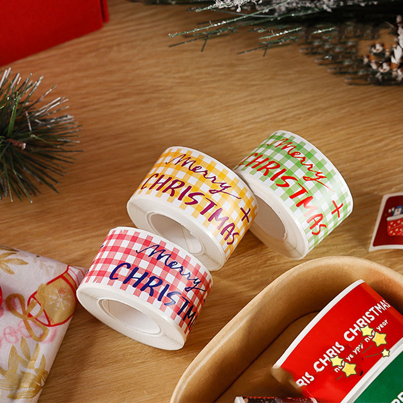 Christmas Greeting Words Theme Sticker Roll Rectangular-Shaped Sealing Sticker