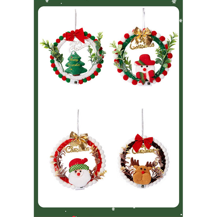 DIY Christmas Wreath Hanging Ornament Unfinish DIY Crafts Pack with LED Light String