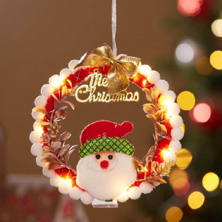 DIY Christmas Wreath Hanging Ornament Unfinish DIY Crafts Pack with LED Light String