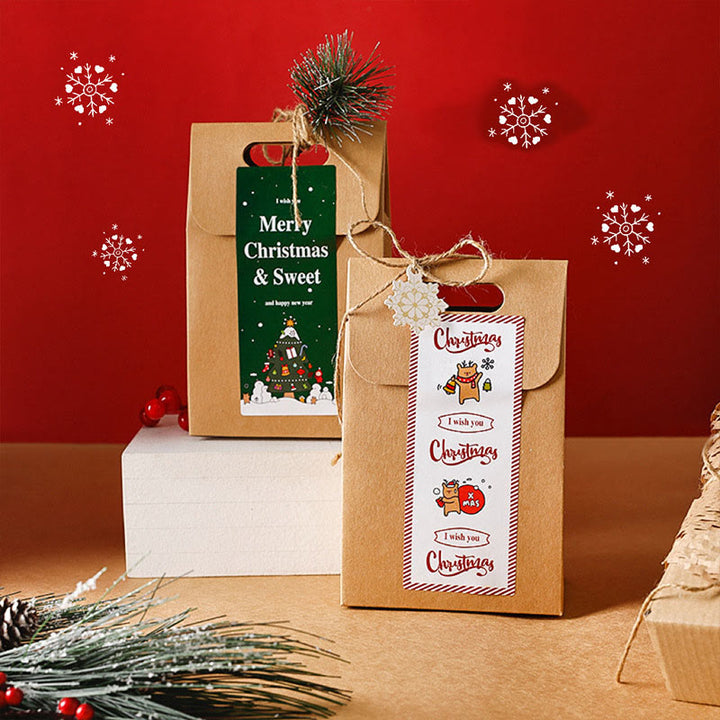 Merry Christmas Greeting Sticker Roll Rectangular-Shaped Sealing Sticker