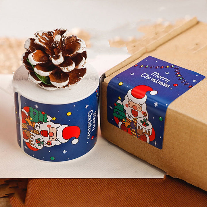 Christmas Cartoon Theme Sticker Roll Rectangular-Shaped Sealing Sticker