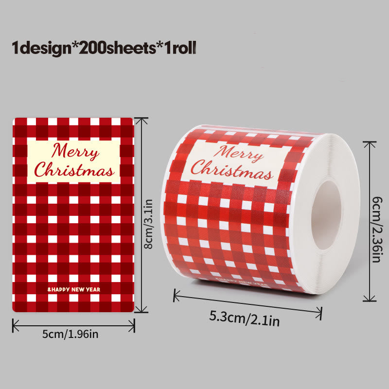 Christmas Cartoon Theme Sticker Roll Rectangular-Shaped Sealing Sticker