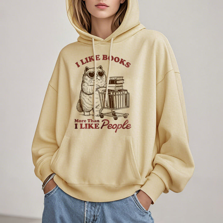 I Like Books Fleece Lined Hoodie Comfy Hooded Sweatshirts