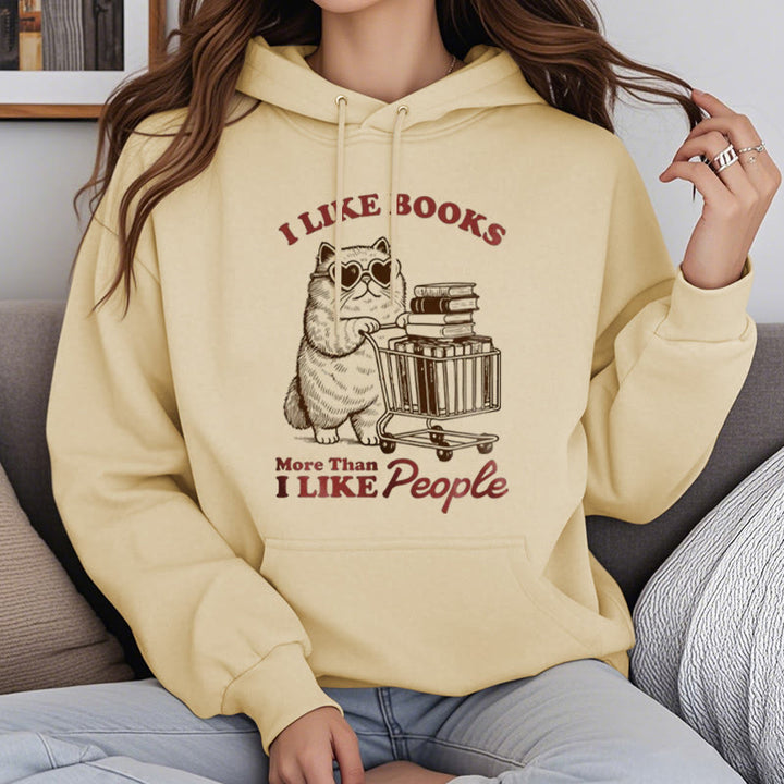 I Like Books Fleece Lined Hoodie Comfy Hooded Sweatshirts