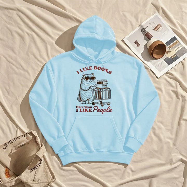 I Like Books Fleece Lined Hoodie Comfy Hooded Sweatshirts