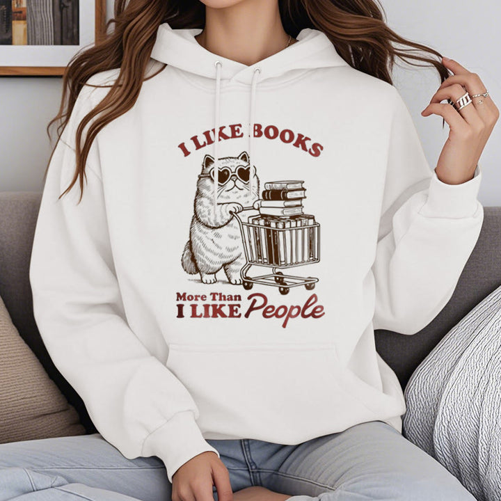 I Like Books Fleece Lined Hoodie Comfy Hooded Sweatshirts