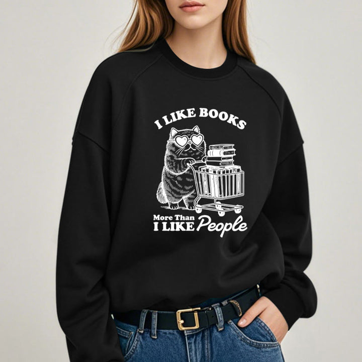 I LOVE BOOK THAN PEOPLE Womens Crewneck Sweatshirt Pullover