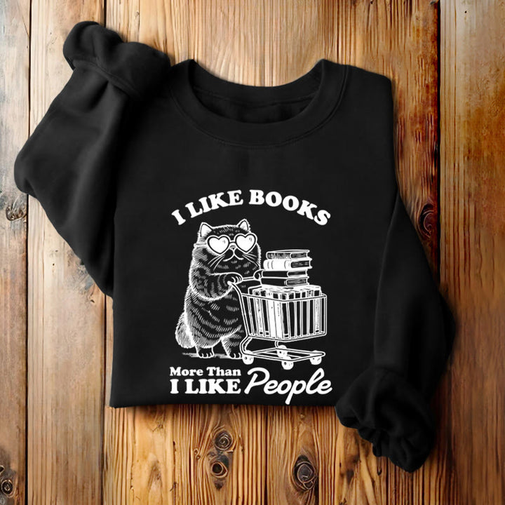 I LOVE BOOK THAN PEOPLE Womens Crewneck Sweatshirt Pullover