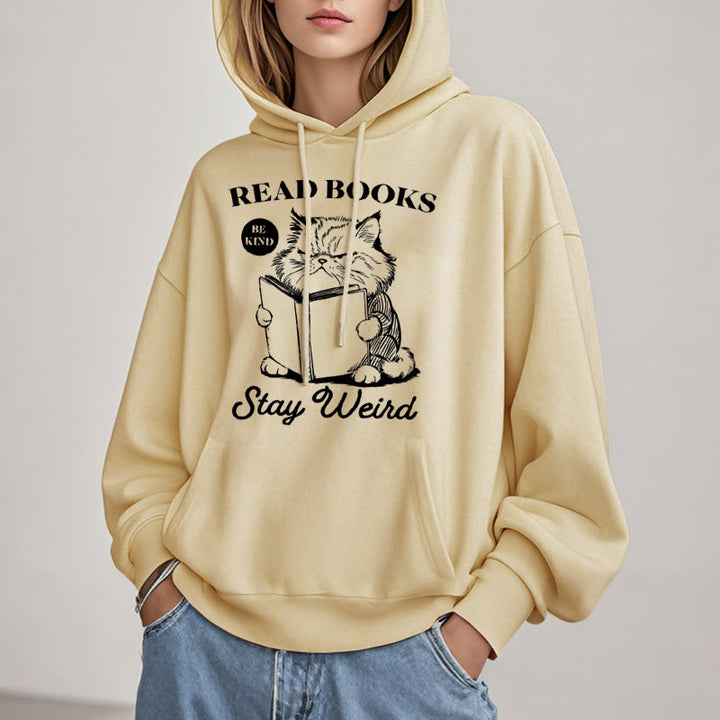 Read Books Stay Weird Fleece Lined Hoodie Comfy Hooded Sweatshirts