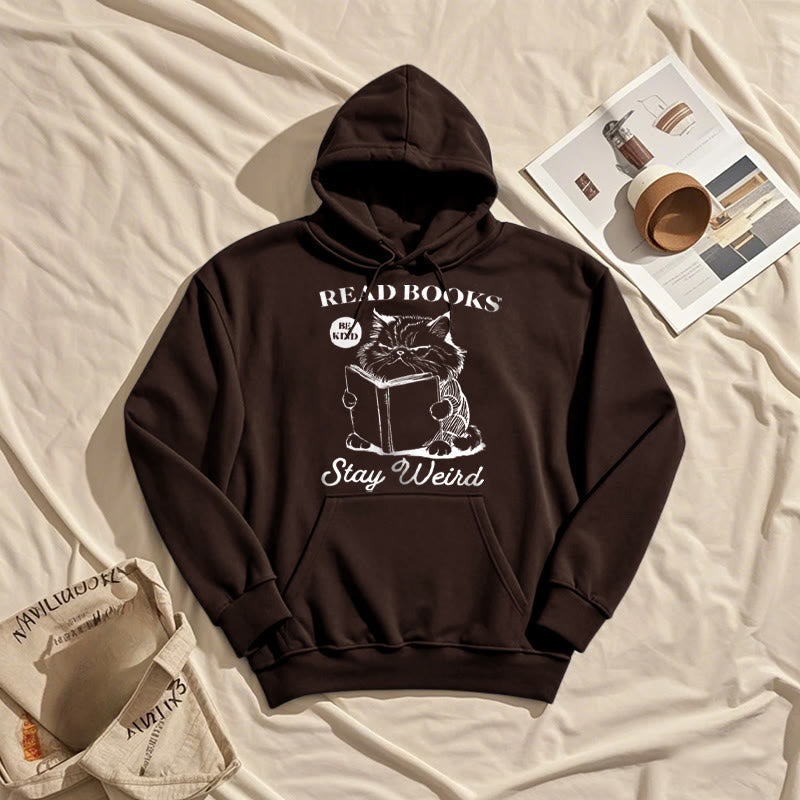 Read Books Stay Weird Fleece Lined Hoodie Comfy Hooded Sweatshirts