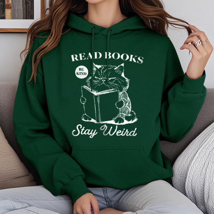 Read Books Stay Weird Fleece Lined Hoodie Comfy Hooded Sweatshirts