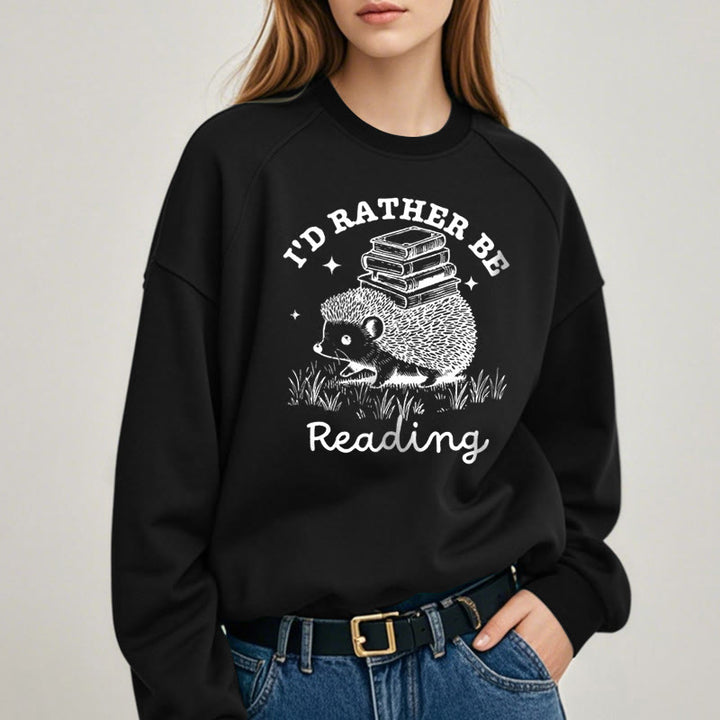 I'D RATHER BE READING Womens Crewneck Sweatshirt Pullover