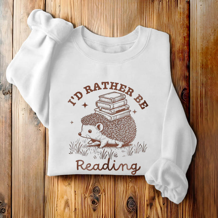 I'D RATHER BE READING Womens Crewneck Sweatshirt Pullover