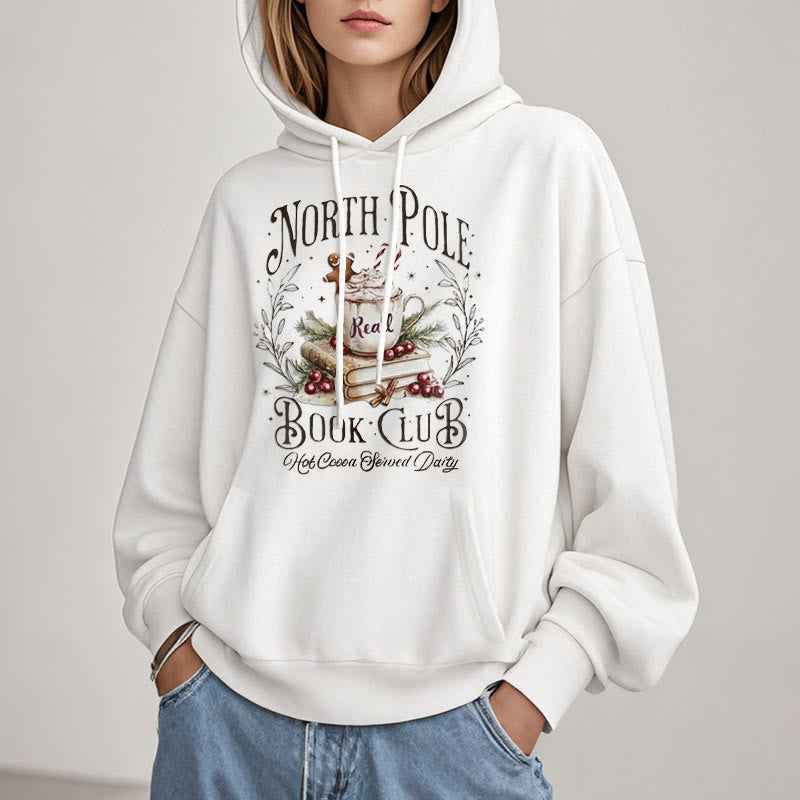 North Pole Book Club Fleece Lined Hoodie Comfy Hooded Sweatshirts