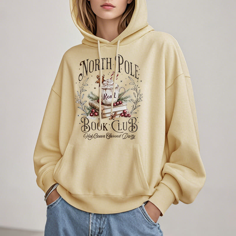 North Pole Book Club Fleece Lined Hoodie Comfy Hooded Sweatshirts