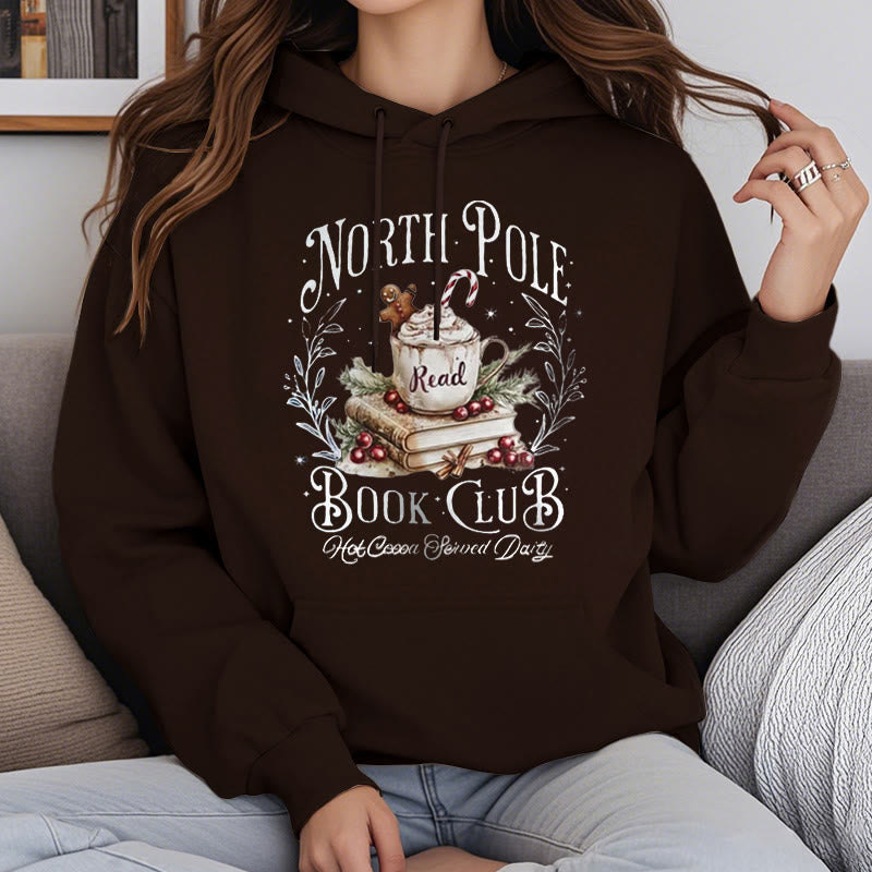 North Pole Book Club Fleece Lined Hoodie Comfy Hooded Sweatshirts