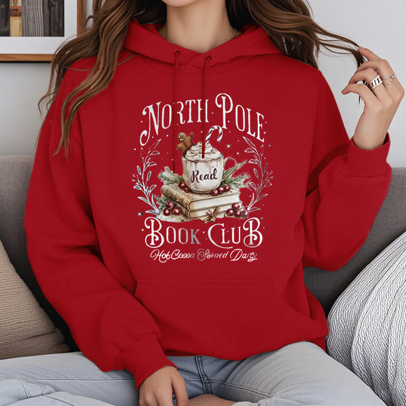 North Pole Book Club Fleece Lined Hoodie Comfy Hooded Sweatshirts