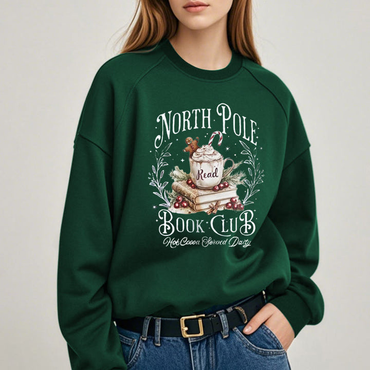 NORTH POLE BOOK CLUB Womens Crewneck Sweatshirt Pullover