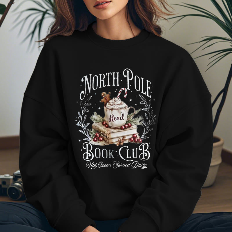 NORTH POLE BOOK CLUB Womens Crewneck Sweatshirt Pullover