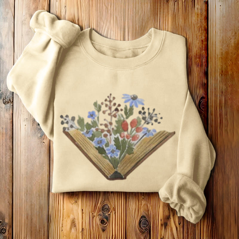 Book Grow Flowers Womens Crewneck Sweatshirt Pullover