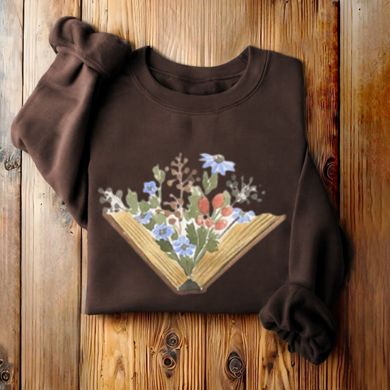 Book Grow Flowers Womens Crewneck Sweatshirt Pullover