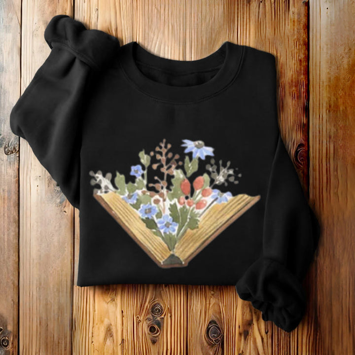 Book Grow Flowers Womens Crewneck Sweatshirt Pullover