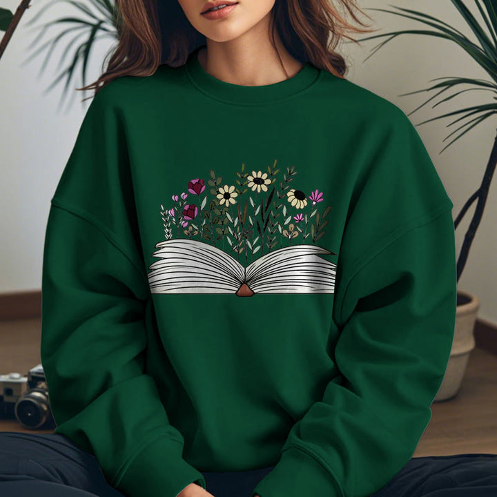 Flowers in The Book Womens Crewneck Sweatshirt Pullover