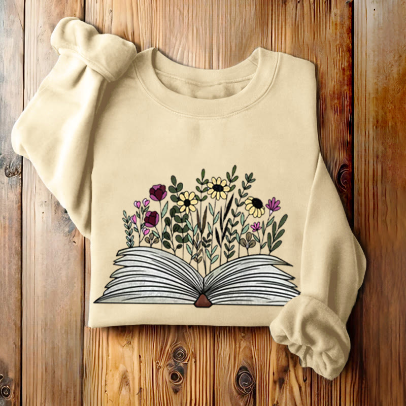 Flowers in The Book Womens Crewneck Sweatshirt Pullover