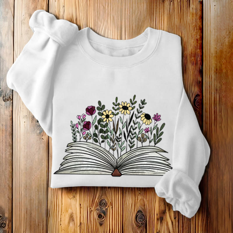 Flowers in The Book Womens Crewneck Sweatshirt Pullover