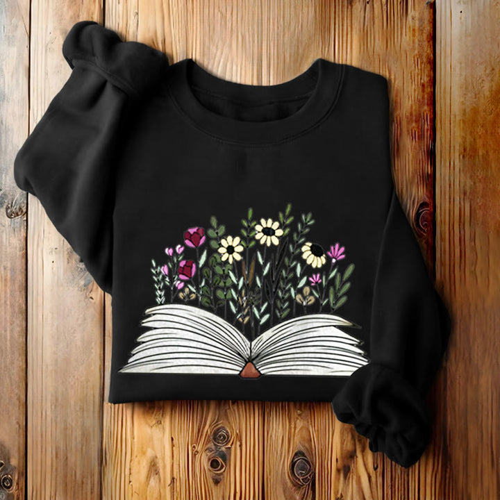 Flowers in The Book Womens Crewneck Sweatshirt Pullover