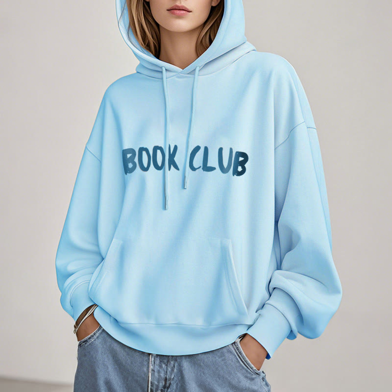 Book Club Words Fleece Lined Hoodie Comfy Hooded Sweatshirts