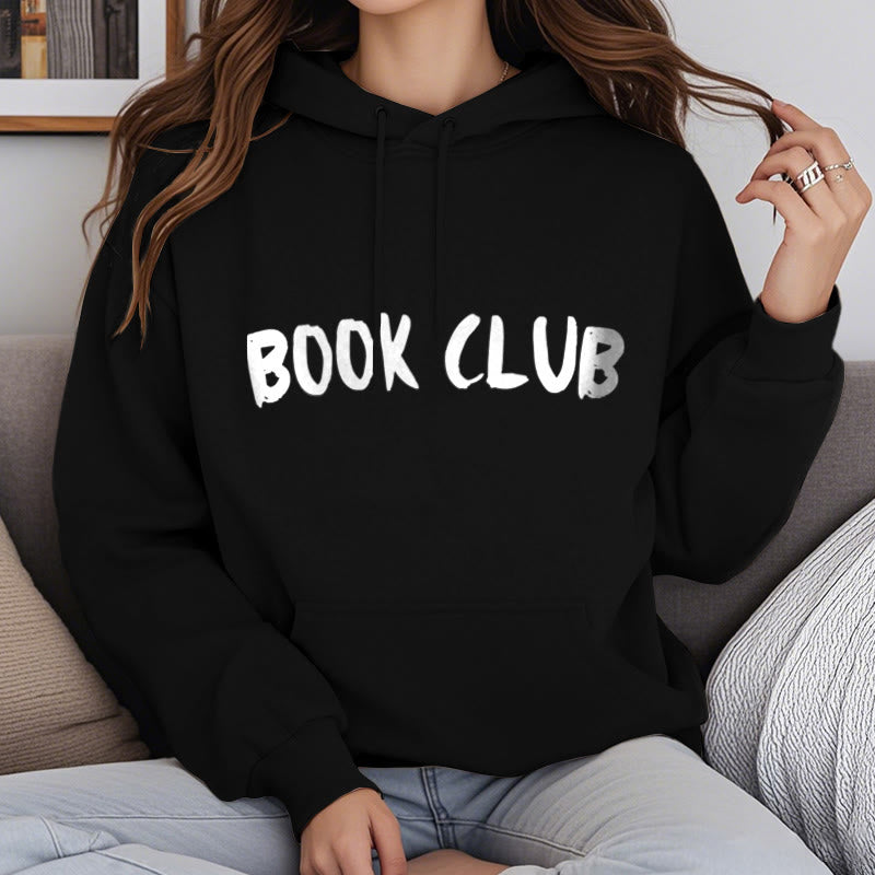 Book Club Words Fleece Lined Hoodie Comfy Hooded Sweatshirts