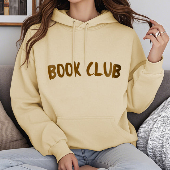 Book Club Words Fleece Lined Hoodie Comfy Hooded Sweatshirts