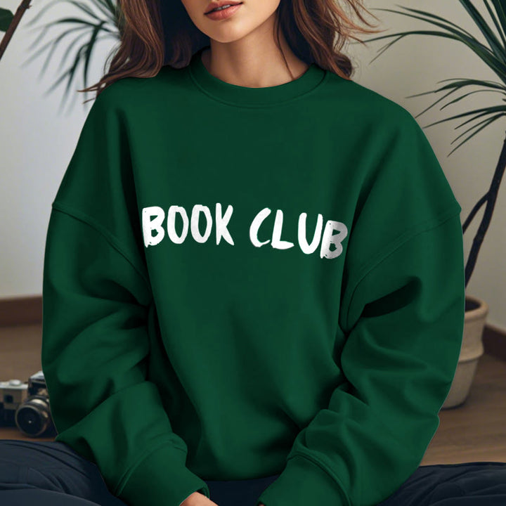 BOOK CLUB Solid Color Womens Crewneck Sweatshirt Pullover