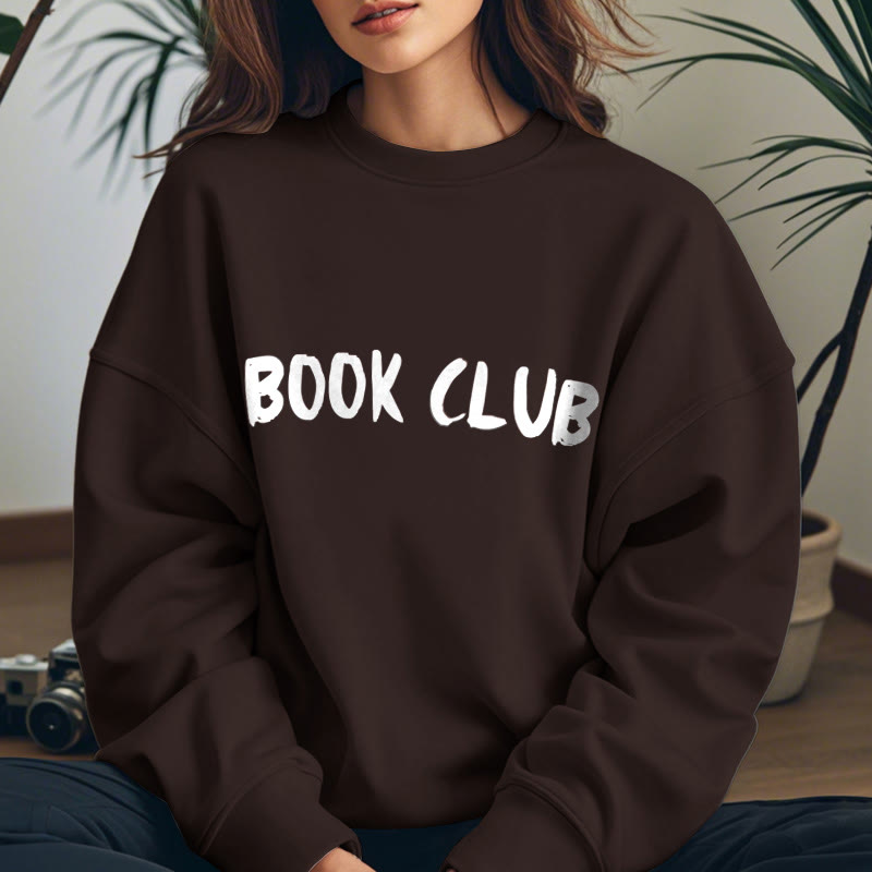 BOOK CLUB Solid Color Womens Crewneck Sweatshirt Pullover