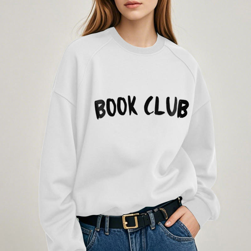 BOOK CLUB Solid Color Womens Crewneck Sweatshirt Pullover