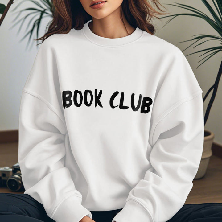 BOOK CLUB Solid Color Womens Crewneck Sweatshirt Pullover