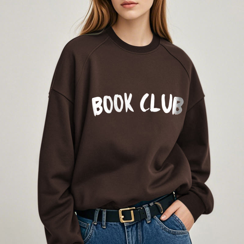 BOOK CLUB Solid Color Womens Crewneck Sweatshirt Pullover