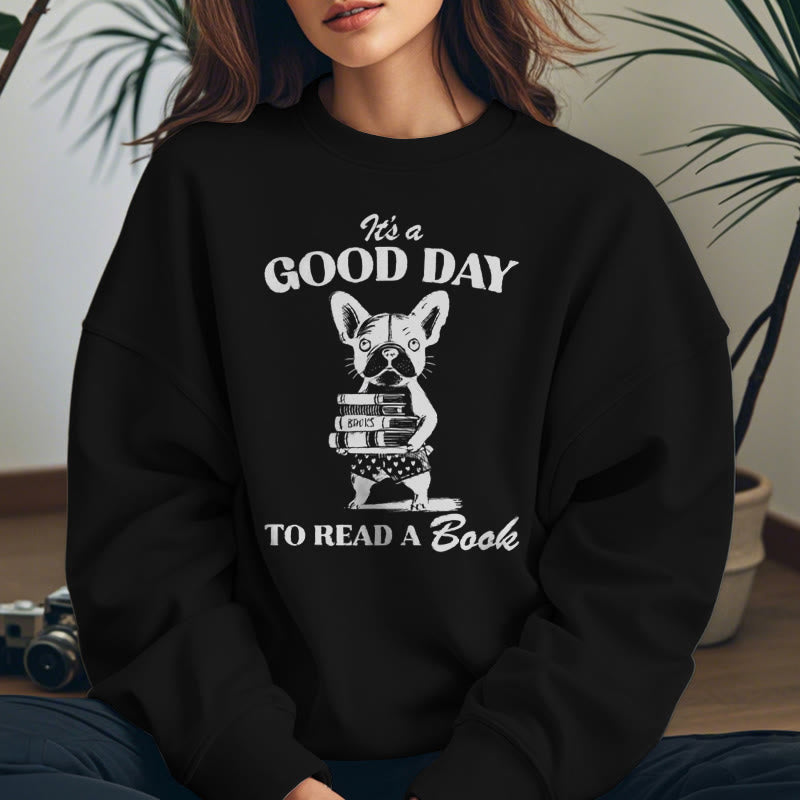 GOOD DAY TO READ Solid Color Womens Crewneck Sweatshirt Pullover