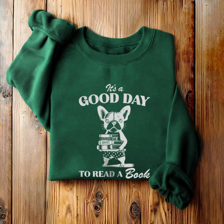 GOOD DAY TO READ Solid Color Womens Crewneck Sweatshirt Pullover