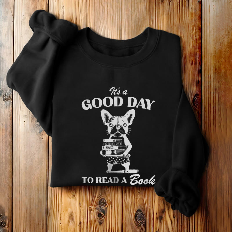 GOOD DAY TO READ Solid Color Womens Crewneck Sweatshirt Pullover