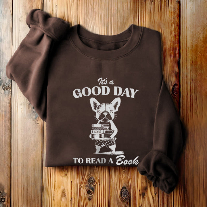 GOOD DAY TO READ Solid Color Womens Crewneck Sweatshirt Pullover