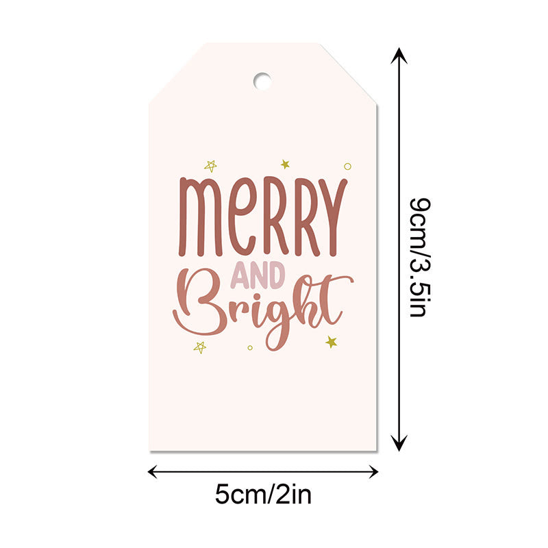 60pcs Set Merry Christmas Greeting Words Gift Tag With Rope