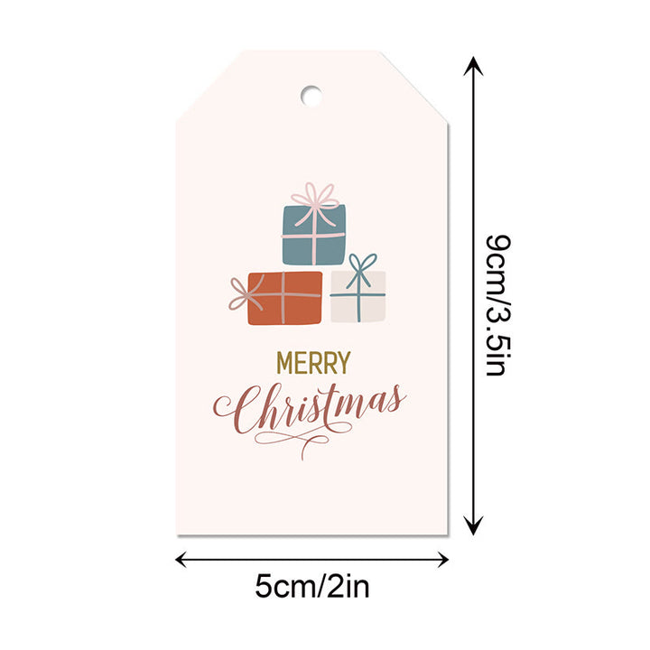 60pcs Set Merry Christmas Greeting Words Gift Tag With Rope